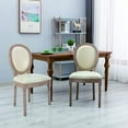 thumbnail image 5 of Tzicr French Dining Chairs Set of 4,Mid Century Upholstered Rattan Dining Chairs with Round Backrest Solid Wood Frame, Leather Farmhouse Dining Chairs for Dining Room, Bedroom, Kitchen., 5 of 6