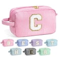 thumbnail image 1 of Bolsa de maquillaje YOOLIFE con la inicial del monograma rosa, 1 of 8