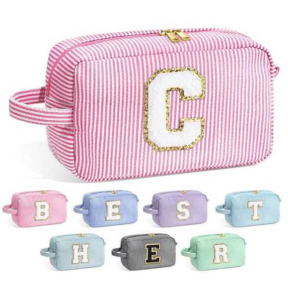 Bolsa de maquillaje YOOLIFE con la inicial del monograma rosa