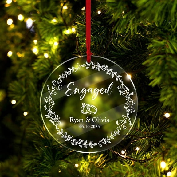 Engaged Acrylic Ornament 2025, 1st Christmas Engaged Ornament, Gift for Couples, Custom Engagement Christmas Keepsake, Newlywed Ornament