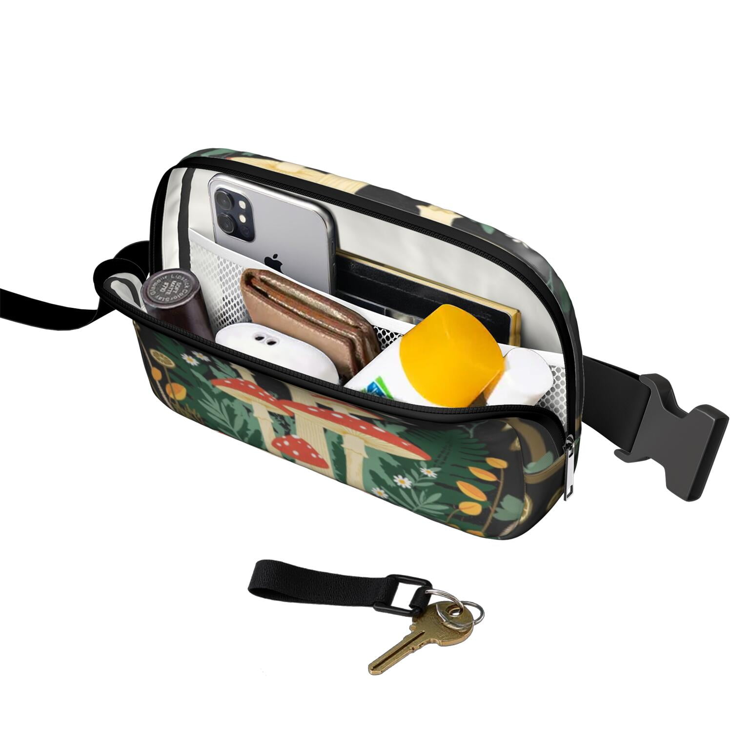 Crossbody Fanny Pack for Sports Enthusiasts Commuters HandsFree Running Belt for Jogging with Adjustable Strap for Outdoors Workout Traveling Mushroom Sporty Waist Pack