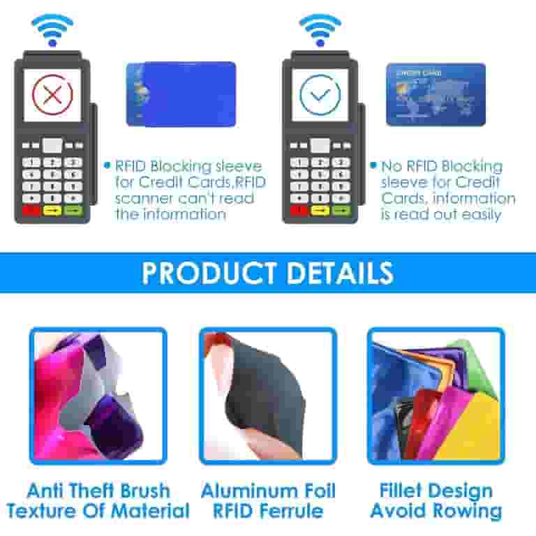 8 Pack RFID Blocking Sleeves Set for ID Cards, Anti-Theft Anti-degaussing NFC Contactless Credit Bank Debit Cards Protector - Walmart.com 8 Pack RFID Blocking Sleeves Set for ID Cards, Anti-Theft Anti-degaussing NFC Contactless Credit Bank Debit Cards Protector - Walmart.com