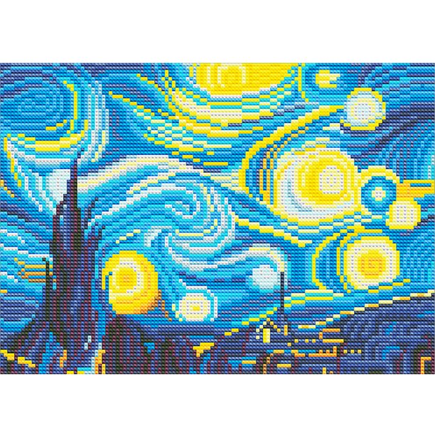 Cuadros Decorativos Pintura de diamante luminoso redondo completo regalo de imagen de pared de diamantes de imitación de noche estrellada Tmvgtek embutido en tela