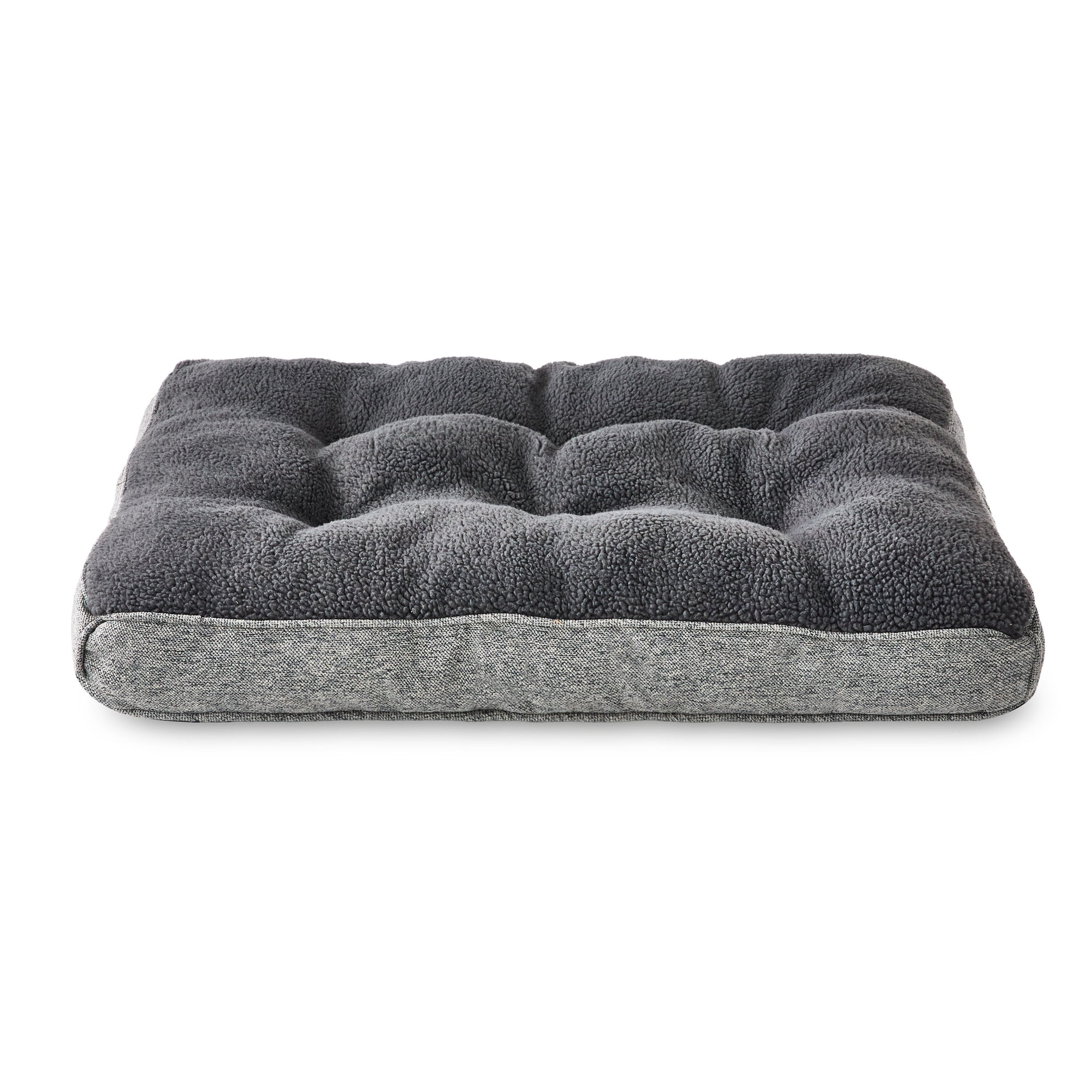 Vibrant Life Medium Tweed and Sherpa Orthopedic Pet Bed, Gray, 35" x 26"