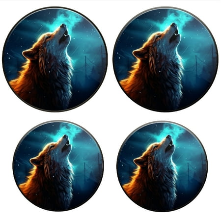 

BaHomeck Electric Stove Burner Covers Set of 4 Round Metal Gas Stove Burner Covers 8 Inch and 10 Inch Kitchen Decor Wolf Howling At The Moon In Enchanted Forest