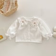 thumbnail image 3 of Girls Blouse with Lace Collar Elegant Ruffle Shirt for Toddlers Kids Fashion Top Solid Peter Pan Collar Long Sleeve White 3 Years, 3 of 3