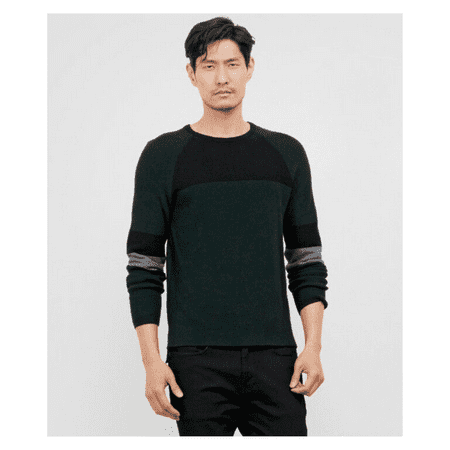 $89 KENNETH COLE NEW YORK Wool-Blend Color Block Sweater Cotton Juniper - XS