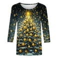 thumbnail image 5 of Gamivast Women Christmas Tops Christmas Shirts for Women 2025 3/4 Sleeve Plus Size Round Neck Funny Holiday Graphic Pullover Fall Loose Fitted Tunic Blouses Xmas Party Outfits, 5 of 6