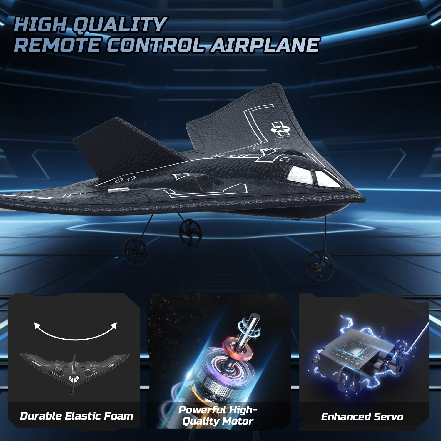 JoyStone Foam RC Airplane B2 Spirit Stealth Bomber Plane, 2 Channels 2.4 GHz RC Plane Toy, Easy to Fly RC Glider for Kids Boys Girls Adults