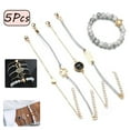 thumbnail image 6 of PENGXIANG 5/6Pcs Adjustable Beaded Bracelets for Women - Adjustable Charm Pendent Stack Bracelets Set for Women Girl Friendship Gift Bracelet Links with Pearl Gold Plated, 6 of 7