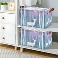 thumbnail image 2 of Yayeee Foldable Storage Basket for Shelves with Handles Waterproof Cloth Bins, Purple Night Deer, 2 of 7