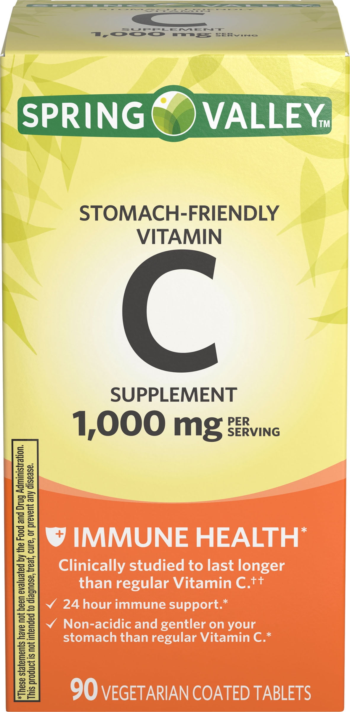 Spring Valley Stomach Friendly Vitamin C Tablets, 1000 mg, 90 Ct