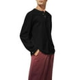thumbnail image 3 of OUSITAID Chemise Homme Col en V Uni Manches Longues Ample, 3 of 6
