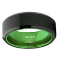 thumbnail image 3 of Metal Masters Black Tungsten Wedding Band Mens Ring Green Interior Beveled Edge Brushed 8mm 15, 3 of 6
