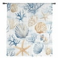 thumbnail image 2 of Coastal Blue Semi Sheer Curtains Drapes for Living Room, Bedroom, French Doors Window 108 Inches Long, Coral Starfish Seashells Beach Summer Rod Pocket Chiffon Curtain Drapery Voile Draperies Panel, 2 of 6