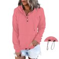 thumbnail image 1 of ICHUANYI Clearance Women's Oversized Sweatshirts Long Sleeve Button Fashion Trendy Sweatshirt Jackets Hooded Cute Comfy Clothes(Pink, M) ICHUANYI WER2023081513526, 1 of 8