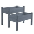 thumbnail image 6 of Outsunny 34" x 34" x 28" Raised Garden Bed 2-Tier Wooden Planter Box for Backyard, Patio to Grow Vegetables, Herbs, and Flowers, Gray, 6 of 9