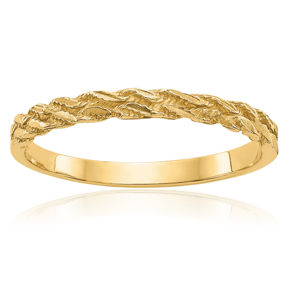 14K Solid Yellow Gold Rope Wedding Band Stacking Ring