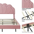 thumbnail image 6 of 2 Pcs Queen Bed Frame with Headboard and Storage Ottoman Set, Velvet Upholstered Platform Bed with LED Bed Frame and Floating Design, Modern Low Bed Frame with Footrest for Living Room, Bedroom, Pink, 6 of 9