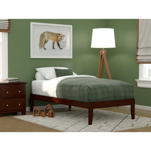 AFI Colorado 14" Wood Platform Bed Frame with 2 USB Ports, Twin, Walnut