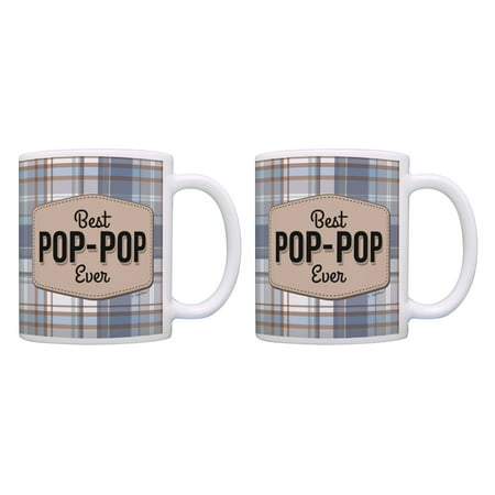 

ThisWear Pop-Pop Fathers Day Mug Best Pop-Pop Ever Cup Set 2 Pack Mug Coffee Mugs Blue Plaid
