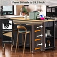 thumbnail image 5 of K&K 47 inch Kitchen Island with Extendable Dining Table, Rubber Wood Veneer Kitchen Table with Internal Storage Rack, Power Outlet, Kitchen island with Storage 2 Drawers 2 Cabinet, Black, 5 of 10
