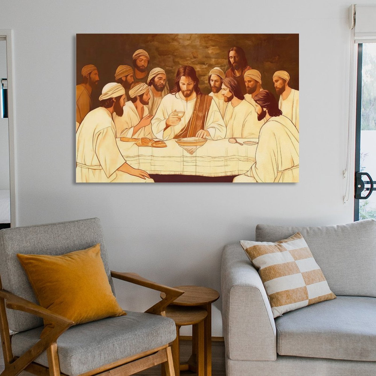 YarnArtistry Framed Canvas Wall Art, Last Supper Wall Decor Painting, Posters Print Dining Room Pictures for Church Home Bedroom Living Room Home Decortion