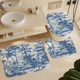 thumbnail image 6 of Shower Curtain Sets 4 Piece Bath Mat U-Shaped Floor Mat Toilet Lid Oval Rug Garden And Palm Tree Waterproof Shower Curtain Tropical Blue Palm Trees for Bathtub Decor, 6 of 8