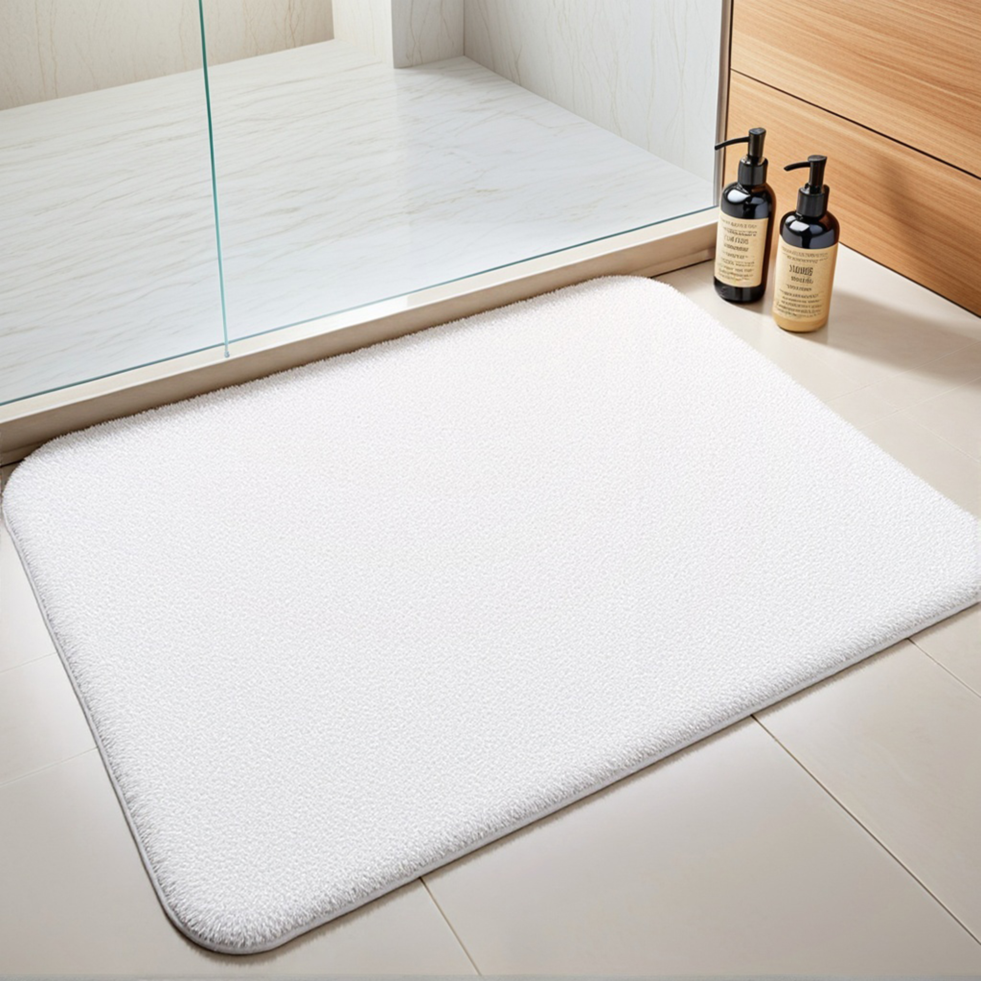 Unique Bargains 2 Pcs Non-Slip Soft Quick Dry Bath Rugs White/Light Green 20" x 32"