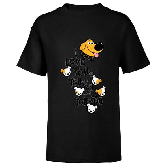 Disney and Pixar’s Dug Days Puppies I Love You and You - Short Sleeve T-Shirt for Kids – Customized-Black