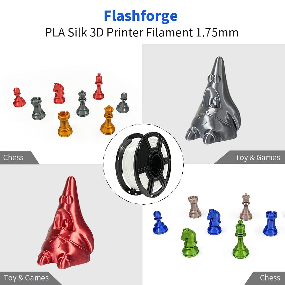 Flashforge Silk PLA Filament 1.75mm, 1KG/2.2lbs Silk PLA 3D Printer Filament, Rainbow Candy