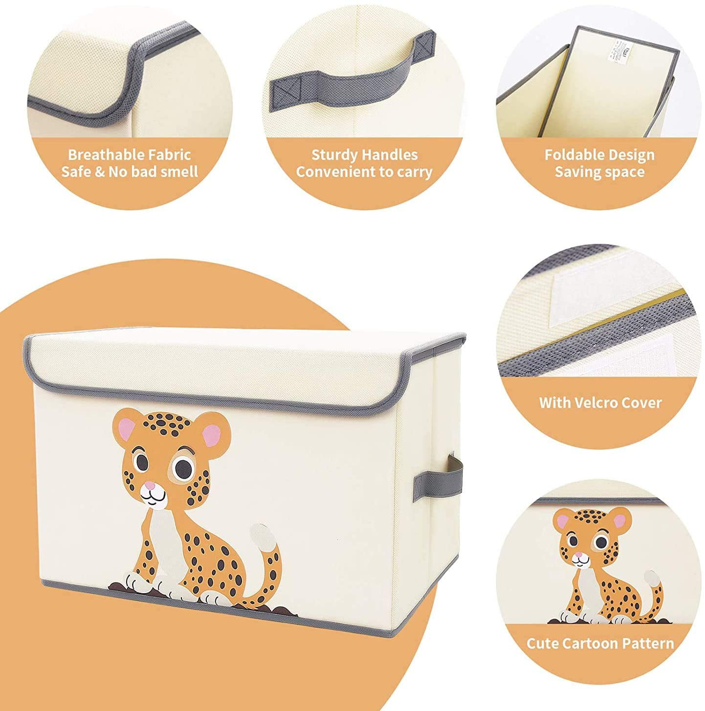 Details about   15x10" Non woven Folding Clothes Toys Storage box w/Handle & Removable Cover US 