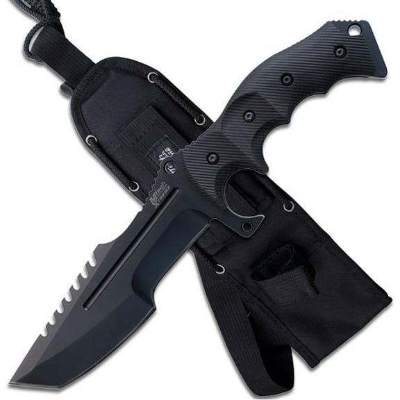 M-Tech USA Extreme Stealth Black Finished Fixed Blade, G10 Handle for Superior Grip, Nylon Sheath Included