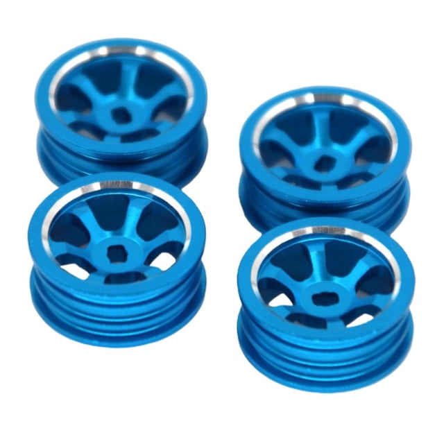 Juego de llantas de rueda de actualización de 0,8 "para WLtoys escala 1:28 todos los modelos P939 K979 K989 RC Car Azul perfke Llanta de rueda de coche azul RC