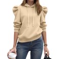 thumbnail image 2 of felwors Women's Trendy Puff Long Sleeve Drawstring Hoodies Trendy Fall Winter Casual Pullover Sweatshirts for Women 2025 Beige, XL, 2 of 5