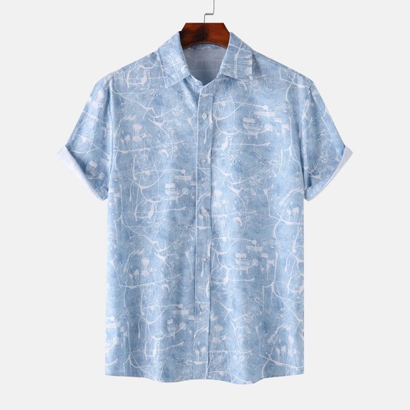 lcziwo Mens Hawaiian Shirts Big and Tall,2024 Hawaiian Shirts for Men Short Sleeve Button Up Tropical Summer Beach Shirt Clearance Sale,Sky Blue XL