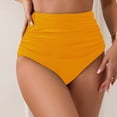 thumbnail image 2 of TOWED22 High Waisted Bikini Bottoms Ruched Tummy Control Swimsuits Bottoms Sexy Swim Bottom Bathing Suits for Women(Yellow,L), 2 of 5