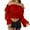 Red, variant on Women Solid One Shoulder Collar Long Sleeve Blouse with Ruffle Trim Elegant Casual Long XL Size Red