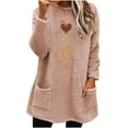 thumbnail image 2 of Atogsazn Womens Sherpa Blouse Casual Oversized Fleece Long Sleeve Tops Winter Warm Coat Outfit Clorhing with Pocket 01-Pink L Fashion, 2 of 5