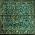 thumbnail image 1 of Ahgly Company Indoor Square Medallion Turquoise Blue Traditional Area Rugs, 8' Square, 1 of 4