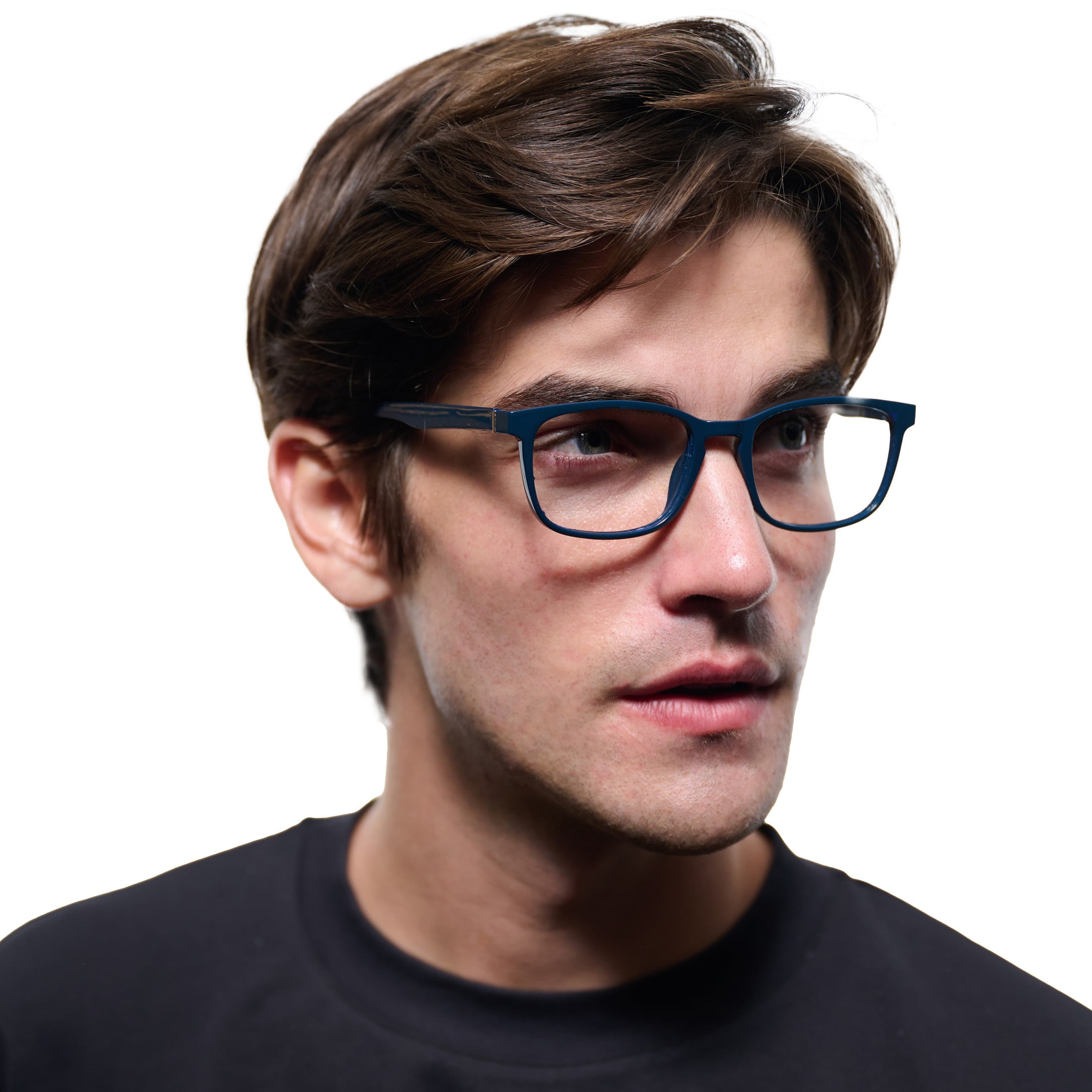 Equate Unisex Pike Bluelight Rectangular Reading Glasses with Case, Dark Grey Blue, +2.00