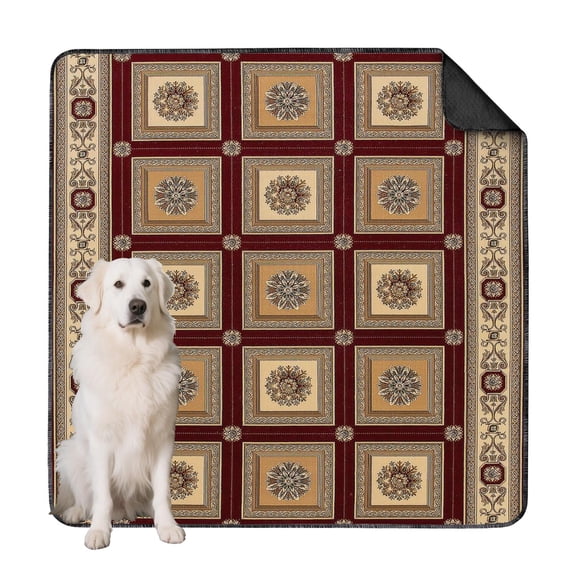 Washable Pet Training Mat 72x72, Non-Skid Back Boho Themed Large Dog Pad, Waterproof Reusable Dog Pee Pad for Indoor Homes