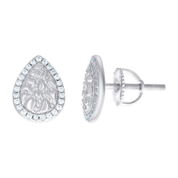925 Sterling Silver Womens Cubic Zirconia Nugget Teardrop Stud Earrings Stud Earring for Women