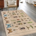thumbnail image 3 of Animal Biographies Area Rug 4'x6', Retro Country Dragonfly Butterflies Brown Washable Non-Slip Rugs, Low Pile Large Carpet for Living Room Bedroom Dining Room Kitchen Office Indoor Mat, 3 of 9