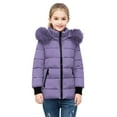 thumbnail image 5 of Fall/Winter Saving! HVOBTTY Toddlers Puffer Short Jacket, Kids Fall and Winter Coats, Kids Boys Girls Casual Solid Color Warm Long Sleeve Cotton Coat Jacket Purple, 7-8 Years, 5 of 5