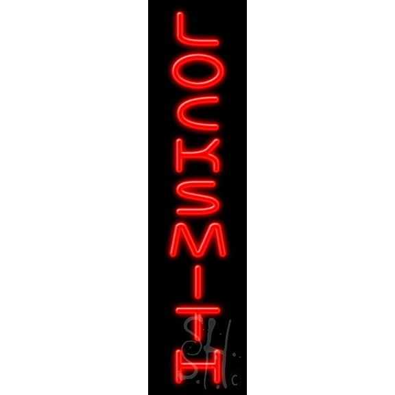 Locksmith LED Neon Sign 8" Tall x 32" Wide - inches Black Square Cut Acrylic Backing, with Dimmer - Premium built indoor Sign for Storefront, Store interior, Exhibition, Decor.