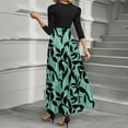 thumbnail image 4 of WTOBBY Women's Fashion Floral Stitching Belted Round Neck 3/4 Sleeve Dress, Elegant Casual Midi Dress with Feminine Details for Office Wear,Green XL, 4 of 4