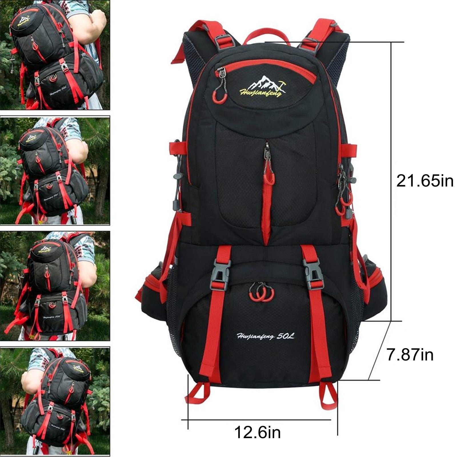 Hiking Backpack, 50L Large Capacity Lightweight Travel Backpack with Breathable Mesh Straps & Tear-Resistant Fabric, Camping Backpacking Gear for Men Women, 21.65x12.6x7.87in