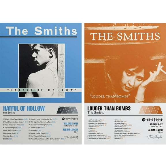 A Set Of 2 The Smiths Posters Hatful Of Hollow Louder Than Bombs Canvas Poster