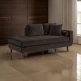 thumbnail image 6 of Benjara Jim 75 Inch Chaise Lounger, Brown Velvet, 2 Accent Pillows, Solid Wood, 6 of 6